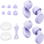 Jayine 2 Pairs Ear Plugs for Sleeping, Soft Full Silicone Ear Plugs for Noise Reduction 25dB, Reusable Hearing Protection Earplugs for Concert, Focus, Noise Sensitivity, 8 Ear Tips in S/M/L - Purple
