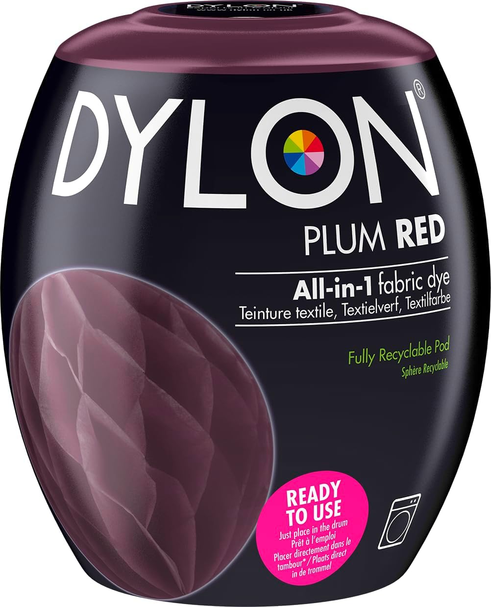 Dylon Washing Machine Fabric Dye Pod for Clothes & Soft Furnishings, 350g – Plum Red