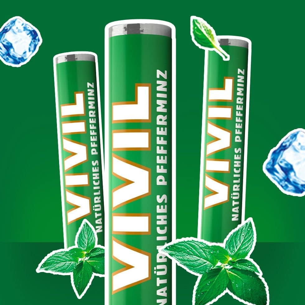 Vivil Natural Peppermint Rolls 12 Rolls 348 g (12.28 Oz) - Pastilles with Peppermint, Germany