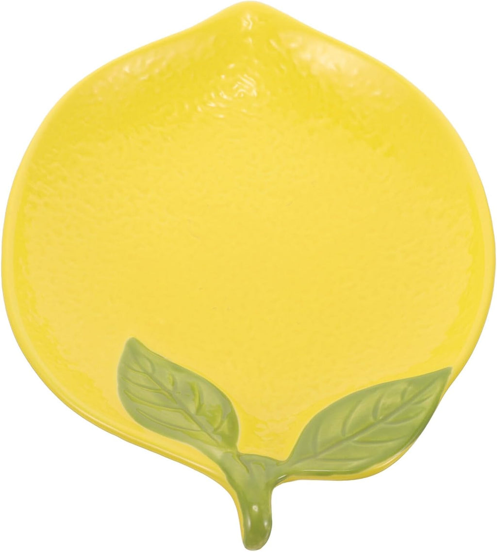 Zerodeko Lemon Tableware Plate Ceramic Fruit Shaped Serving Dish 9.84X6.69 Inches Creative Salad Bowl Side Dish Candy Nut Dessert Tray for Home Kitchen