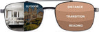 Photochromic Progressive Reading Glasses for Men, No-Line Multifocal Readers，Metal Frame with Spring Hinge