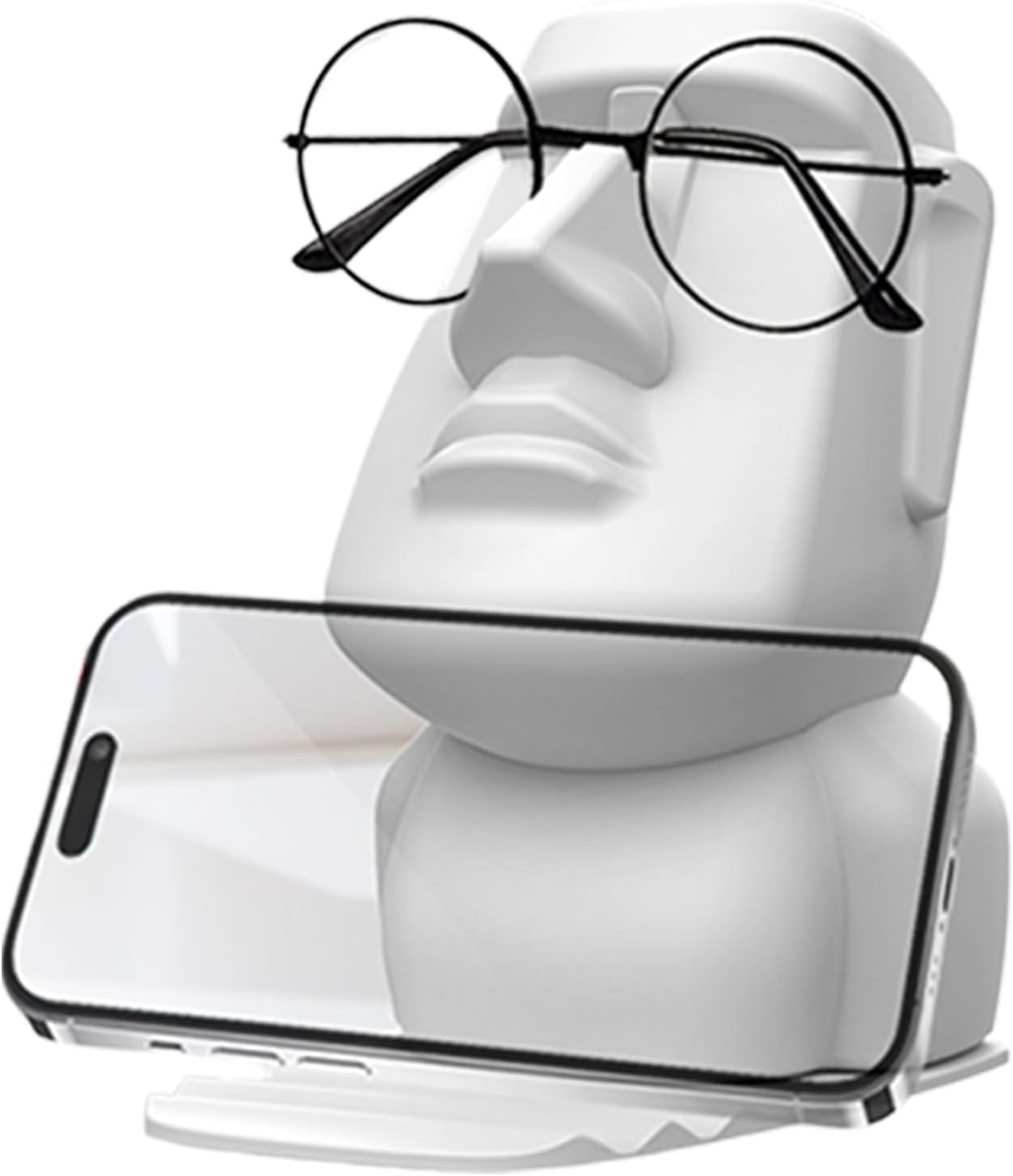 Easter Island Statue Glass Holder, Funny Stone Stand - Man Head Eyewear Quirky Home Decor | Novelty Display Eyeglass Statue, Holder Stand, Room Decoration for Nightstand Desktop Bookshelf