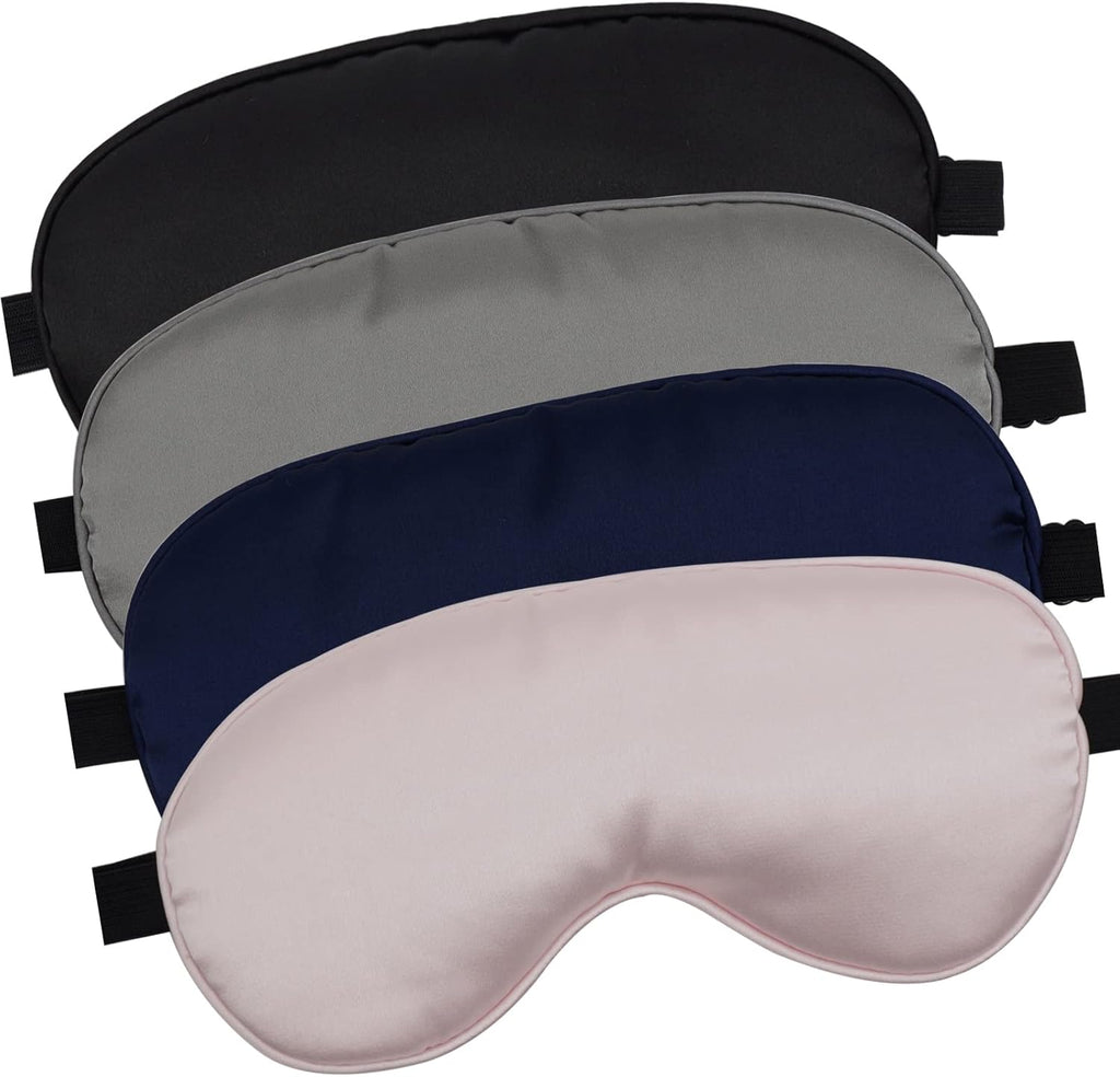 LERSVICVIL 4 Pack Eye Mask for Sleeping Silky Soft Satin Blindfold Adjustable Strap Night Eye Cover for Women Men