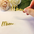 15pcs of Mom Cake Plaque,Acrylic Mum Cupcake Topper, Mothers Day Cake Toppers,Mummy Cake Topper for MOM Cake Topper,Mother's Day Decorations (4'', Gold Mirror)