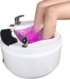 Acrylic Pedicure Footbath, 23L Colorful Lamp Massage Spa with PU Foot Pad, Hot&Cold Adjustment Bathtub, Foot Surfing Massage Basin for Spa, Home