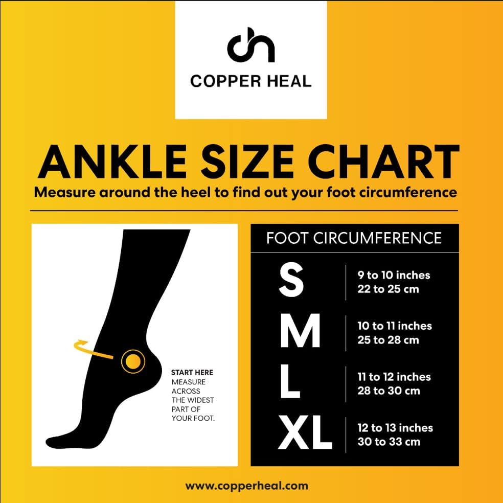 COPPER HEAL ANKLE Compression Sleeve (PAIR) - Highest Copper Infused Socks Arch Support Foot Swelling Achilles Tendon