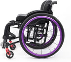 Sports and Leisure Wheelchairs for Adults,Portable Folding Sports Wheelchairs, Self Propelled Wheelchair with Handbrakes and Quick Release Rear Wheels & Anti-Tip Wheels(42cm/16.5in,Purple)
