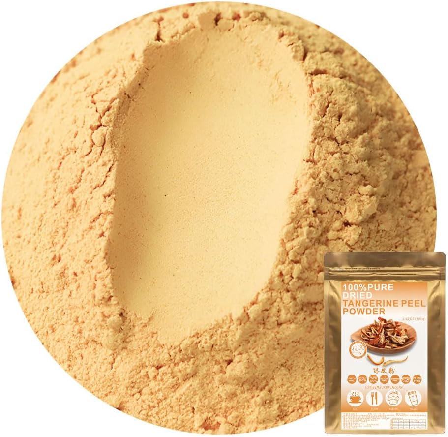 Plant Gift 100% Pure Tangerine Powder 100G/3.25oz 陈皮粉, Non-GMO, No Filler, No additives, Natural Tangerine Powder Flour, Best Flavor for Smoothie, Drinks, Coffee and Baking, Adds Flavor and Taste