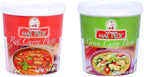 Mae Ploy Thai Curry Paste Bundle - Red and Green Authentic Thai Curry Paste for Traditional Curries and Dishes (14oz Tubs)