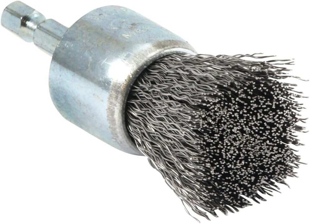 Forney 72737 1-Inch x .012 x 1/4-Inch Rounded Shank, Coarse Wire Crimp End Brush