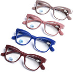 DOOViC 4-Pack Reading Glasses Blue Light Blocking Computer Readers New Classic Style Spring Hinge Readers for Women 2.75