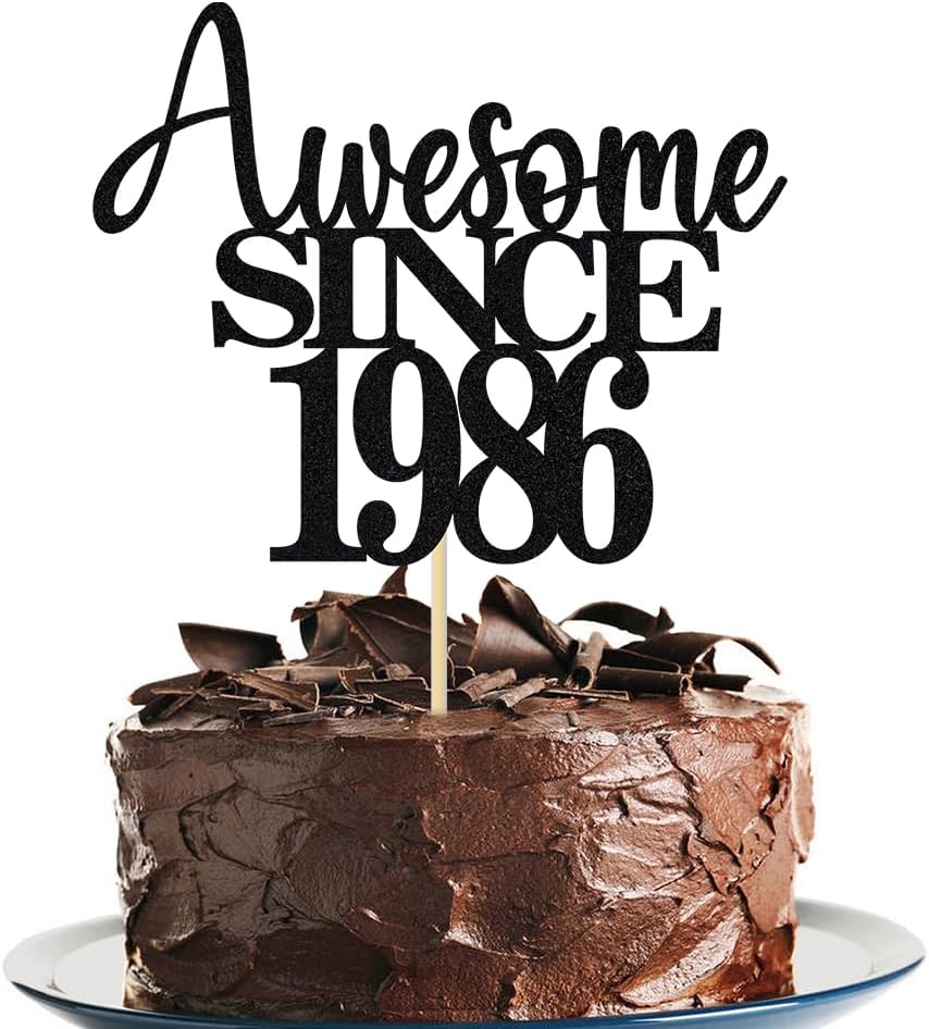 40th Awesome since1986 Cake Topper Cheers to 40 Years Birthday Cake Pick 40 Fabulous Cake Decoration for Happy 40th Birthday Anniversary Party Cake Decorations Supplies