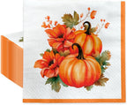 PAW - Luncheon Halloween Napkins 6,5'' x 6,5'', Disposable Paper Napkins with Pumpkin, Lunch Napkins for Halloween Parties, Kids Parties, Autumn, Decoupage, Tableware Party Supplies, 50 Count
