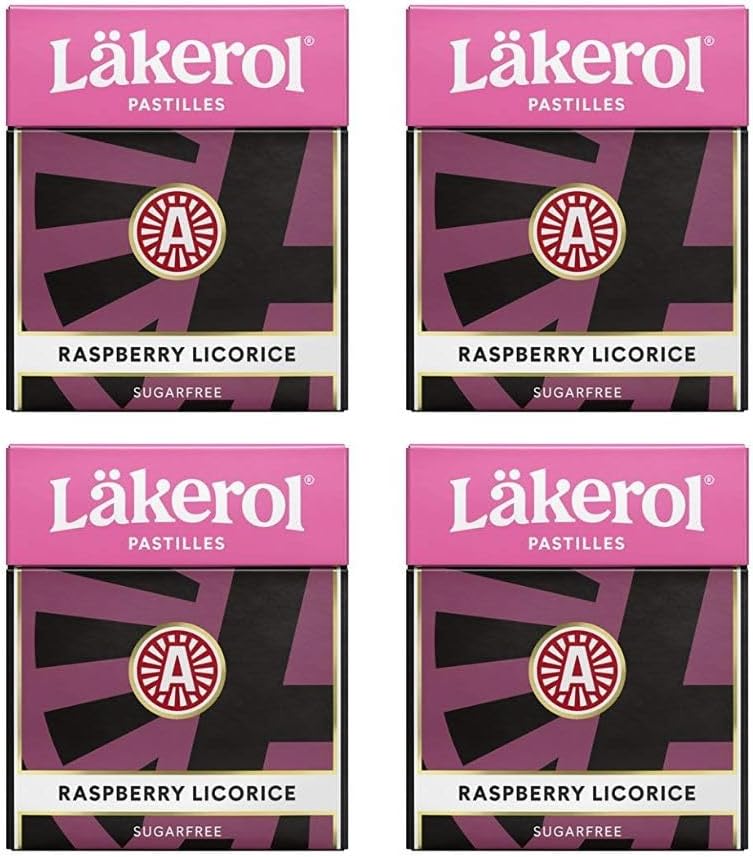 Cloetta Lakerol Raspberry Pastilles 4 Box of 25g