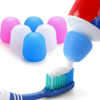 6 Pack Silcone Toothpaste Cap, Tnvee Reusable Self Closing Toothpaste Squeezer Dispenser with Organizer Box for Kids and Adults in Bathroom, Hygiene No Mess No Waste