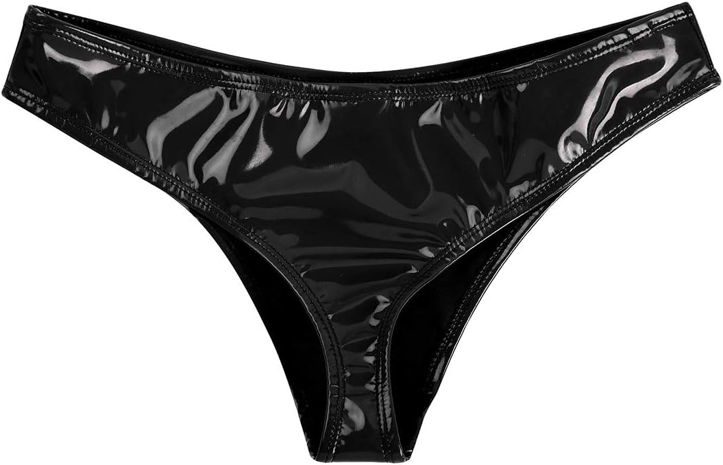 FEESHOW Women's Latex Rubber G-String Thong Briefs Panties Underwear