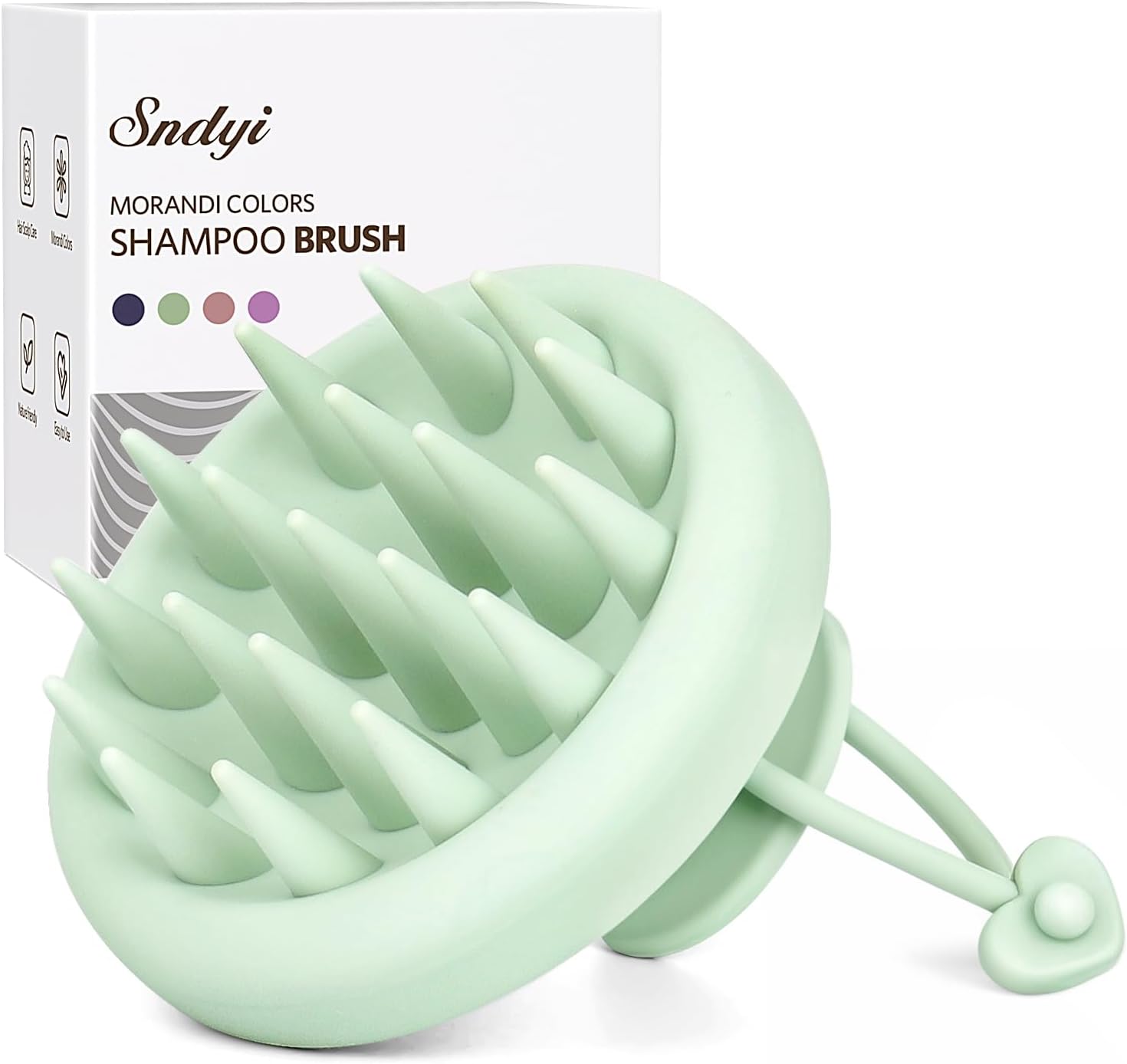 Sndyi Silicone Scalp Massager Shampoo Brush, Hair Scrubber with Soft Silicone Bristles, Scalp Scrubber/Exfoliator for Dandruff Removal, Wet Dry Scalp Brush for Hair Growth & Scalp Care, Mint Green