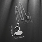 2pcs Cute Cat Pendant Stainless Steel Necklace Splicing Women'S Fashion Couple Friend Jewelry Gift