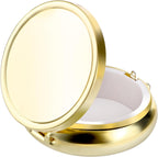 Small Pill Box for Purse, Travel Pocket Medicine Organizer, Waterproof Metal Pill Compact Case Container for Fish Oil, Supplements, Gold