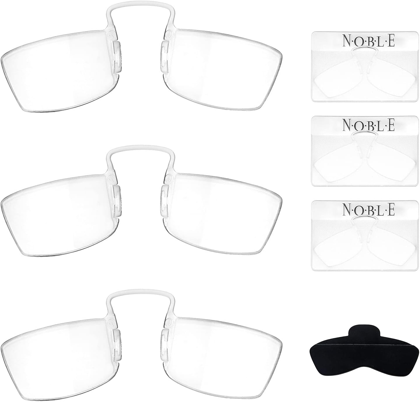 Noble Small Reading Glasses (3 Pack) - Rimless Readers with 3 Wallet Credit Card Holders and 1 Cell Phone Case - Pocket Magnifying Cheaters for Men and Women (+1.25)