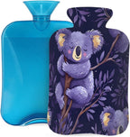 Hot Water Bottle with Cover, Purple Koala Tree 2L Hot Water Bag for Hot/Cold Compress, Hand Feet Warmer, Menstrual Cramps, Neck and Shoulder Pain Relief