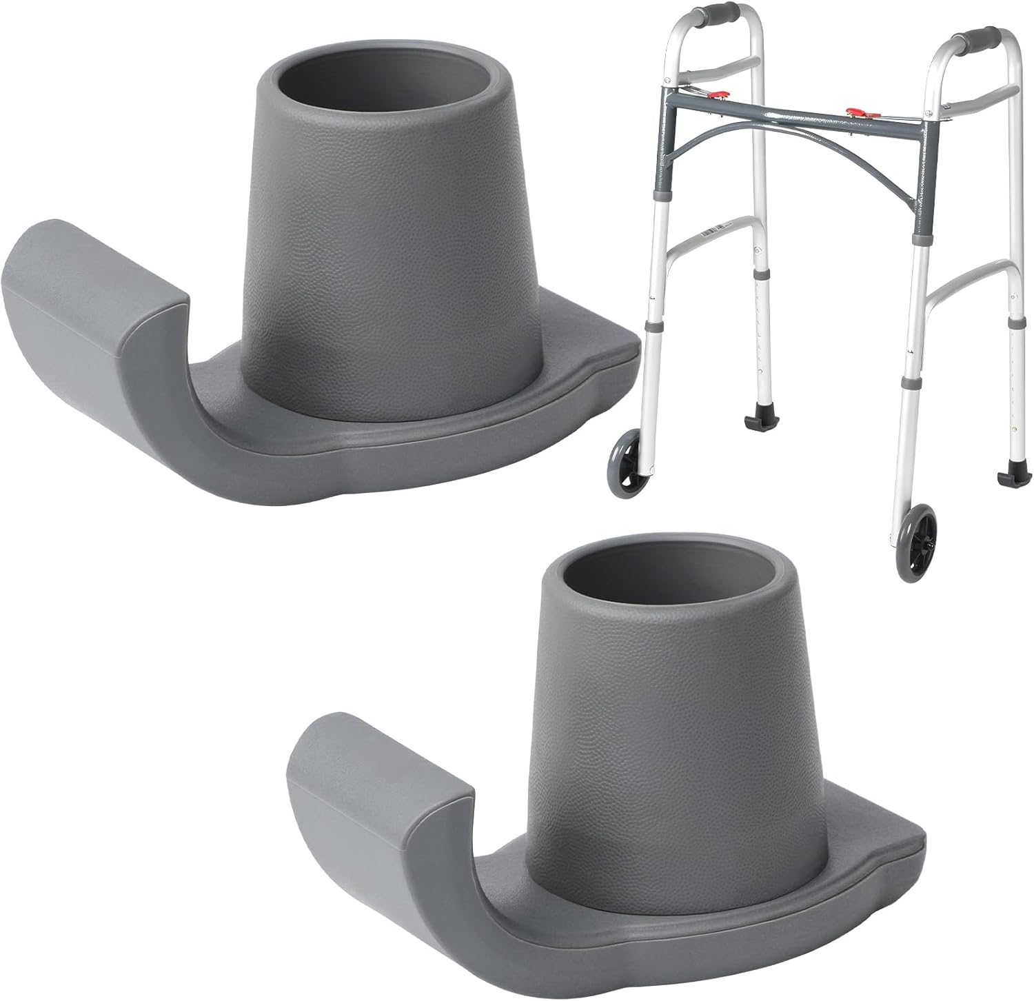 2 Pack Walker Ski Glides for Folding Walkers, Smooth Gliding Replacement Feet, Heavy Duty Walker Accessories for Seniors, Universal 1 1/8 Inch Fit for Carpet, Concrete & Hardwood Floors