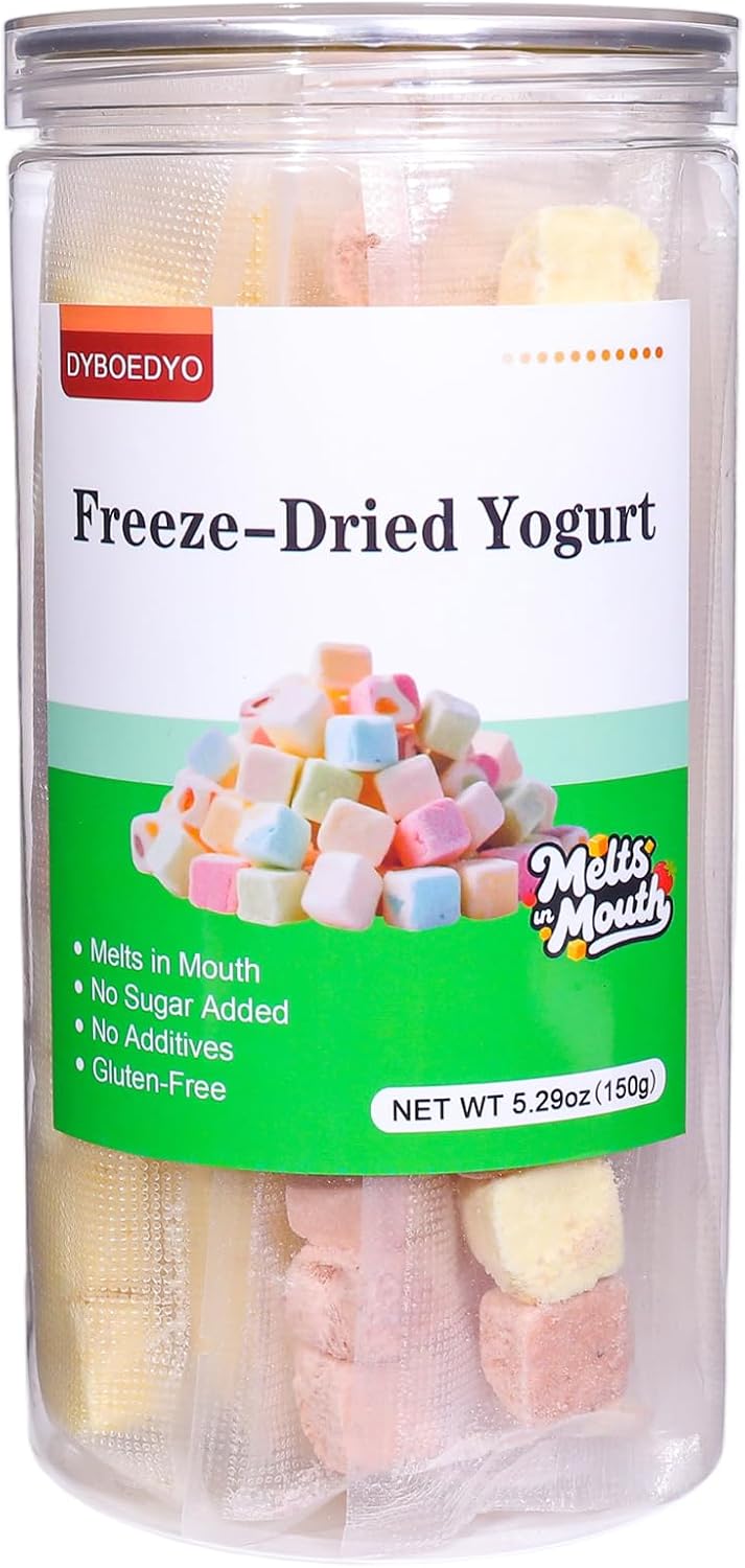 Freeze Dried Yogurt Chunks 5.3 oz, Freeze Dried Ice Cream, Crispy Skin Mixed with Fruit Flavors, Mango, Strawberry, Blueberry and Original Flavors Assorted Pack,Yogurt Fruit Snacks,Individually Wrapped