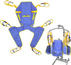 Size L Full Body Patient Lift Sling, Toileting Transfer Slings, Head and Back Support, Split Legs with Commode Opening, 5 Handles, 6 Straps, Lifting Sling Compatible with Various of Lifts