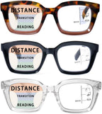 HIYANJN 3 Pack Progressive Multifocal Reading Glasses for Women Men Oprah style Blue Light Blocking Spring Hinger Readers 1.50