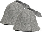 2 Grey Sauna Hats -100% Organic Wool Felt Hats for Russian Banya - Protect Your Head from Heat - English Sauna eBook Guide Included