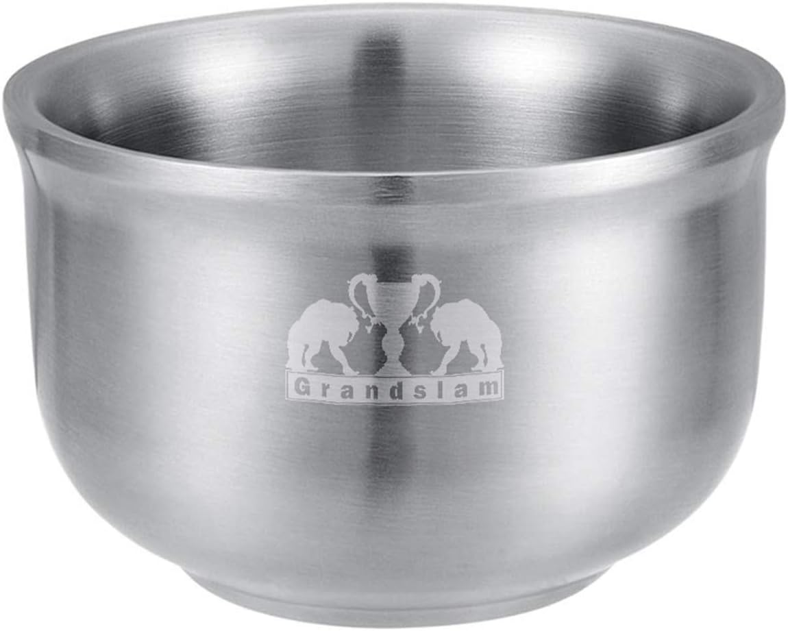 Grandslam Shaving Soap Bowl, 304 Heavy Duty Stainless Steel Shaving Lather Bowl for Men, Double Layer Heat Preservation, Create Rich Shaving Cream and Keep Your Lather Warm