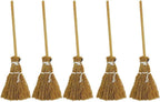 5 Pcs Brown Mini Witches Broomstick Broom Halloween Straw Craft Brush Decorations Witches Wizard, Fairy Decoration, Cinnamon Broom, Angle Brooms