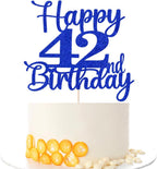 Kaoenla Glitter Happy 42nd Birthday Cake Topper- Hello 42, Cheers to 42 Years!" – 42nd Anniversary & Birthday Party Decorations
