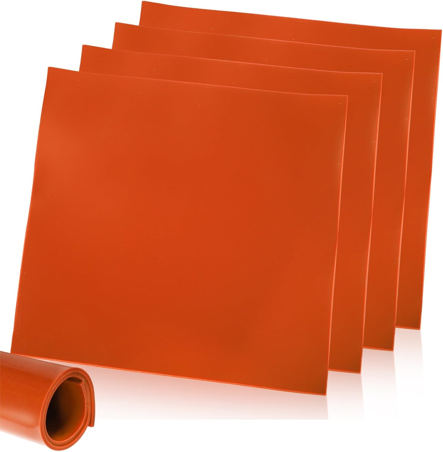 4 PCS Red Silicone Rubber Sheet, 12'' x 12'' x 1/8'' Flexible Heat Resistant Silicone Insulation Gasket, 60 A Smooth Finish High Temperature Silicone Rubber Sheeting for DIY Crafts Pads Seals
