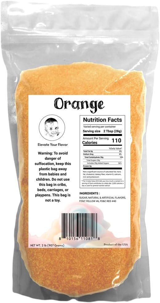 Orange Flossugar – 2 lb (32 oz) – Pre-Mixed, Ready-to-Use Cotton Candy Sugar – Sweet, Cake-Inspired Flavor – Perfect for Parties, Festivals, and Concession Stands