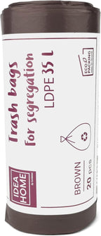 D.RECT Bin Bags 35L - Bin Liners 20 Pieces - Rubbish Bags - Bin Bag Perfect for Everyday Use, Household, Office, Kitchen & Caterers, Brown