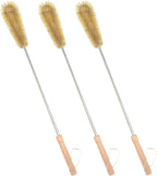 24 inch Long Handled Brush for Cleaning (3 pcs Bristle), Beech Wood Handle, Extra Long Bottle Brush with Lengthened Stainless Steel Pole, for Tall Bottle, Gallon Water Jug, Big Vessels