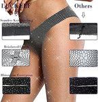 LUCKELF Sexy High Waist Tights Sparkle Rhinestone Fishnets Party Rhinestone Mesh Stockings