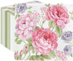 PAW - 100 Pack Floral Cocktail Napkins 5'' x 5'', Disposable Beverage Napkins with Pink Flowers Motive, Paper Towels for Wedding, Birthday, Bridal, Party, Decoupage, Decorative Supplies