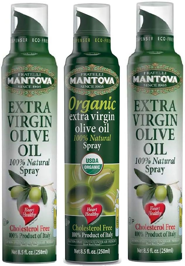 Mantova Extra Virgin Olive Oil Spray Set - Organic Extra Virgin Olive Oil Spray | 100% Extra Virgin Olive Oil Spray - Product Of Italy, 3 Count, 8 Fl Oz
