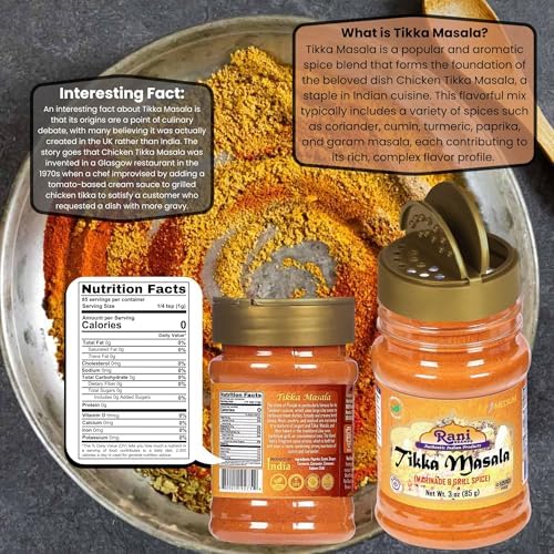Rani Tikka Masala Indian 7-Spice Blend 3oz (85g) PET Jar ~ All Natural | Salt-Free | Vegan | No Colors | Gluten Friendly | NON-GMO | Indian Origin