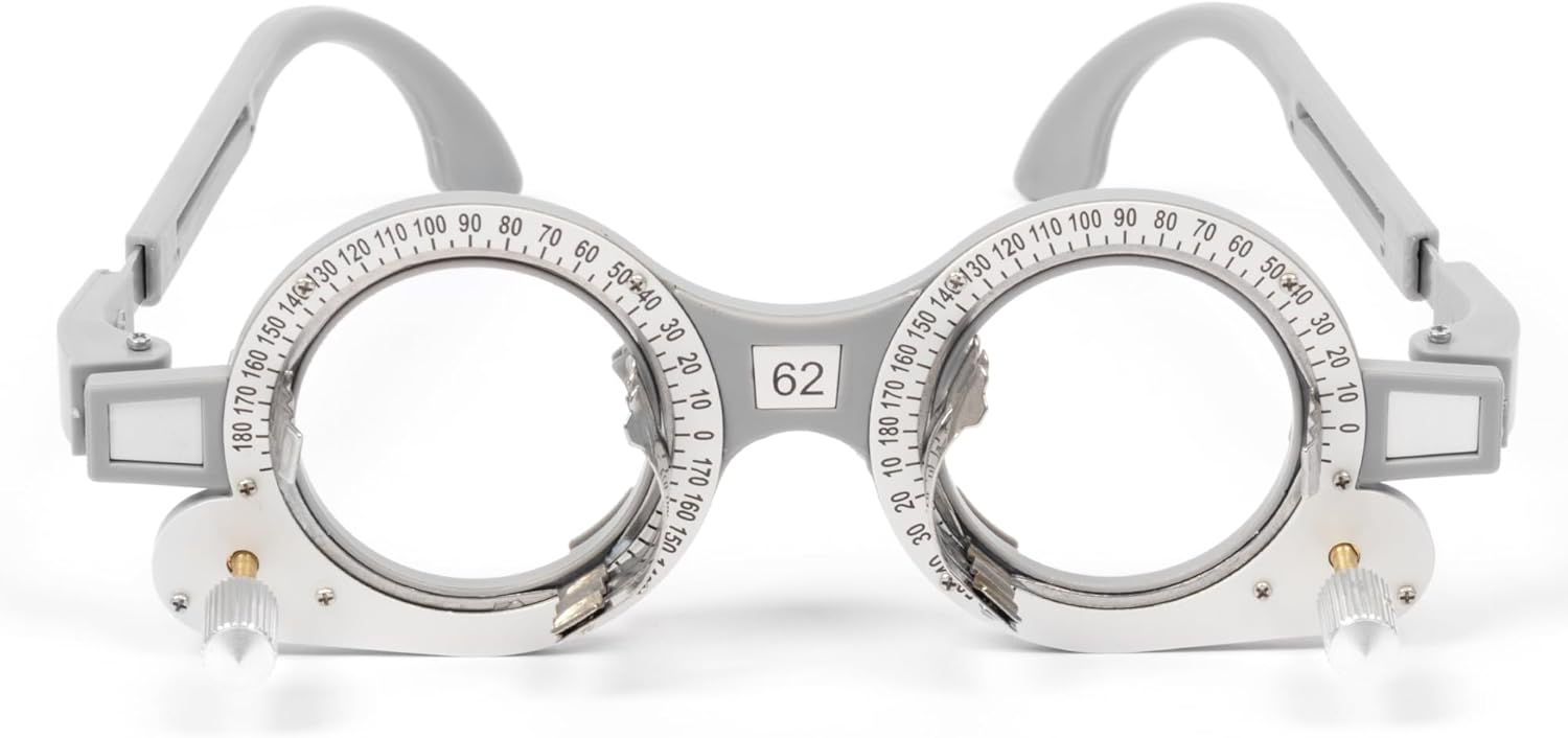 Optical Trial Lens Frame Fixed PD 62mm Optometry Frame with Adjustable Temple Arms - Suitable for Optometrists