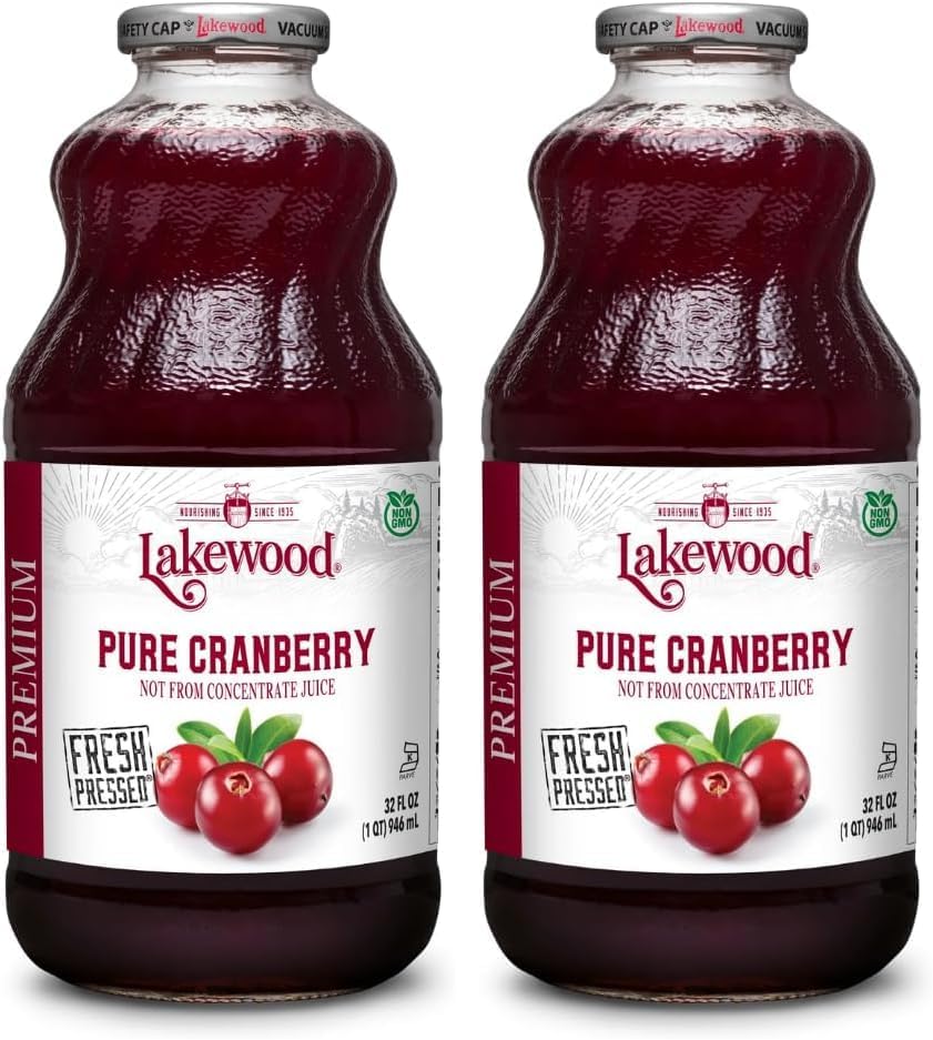 Lakewood, Pure Cranberry Juice, 32 oz (Pack of 2)