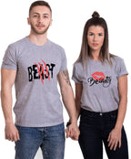 Beast Beauty Matching Couple T-Shirts for Husband & Wife, Pure Cotton Matching T-Shirt for Lovers (Pack of 1)