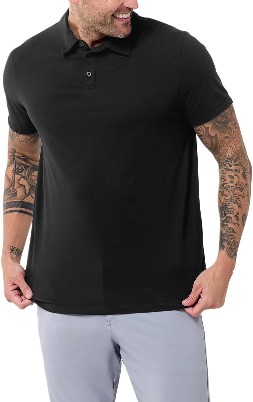 INTO THE AM Polo Shirts for Men - Soft Cotton Slim Fit Short Sleeve Collared Shirt Men S - 4XL Fitted Polos