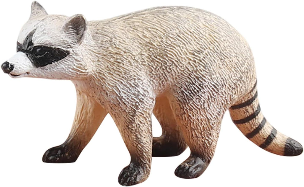 Realistic Raccoon Animal Figurines, 3 Inch Plastic Raccoon Mini Figurines, Cute Racoons Home Decor, Miniature Wildlife Sculpture, Ideal for Bedroom Office Garden Desk Decor (Grey)