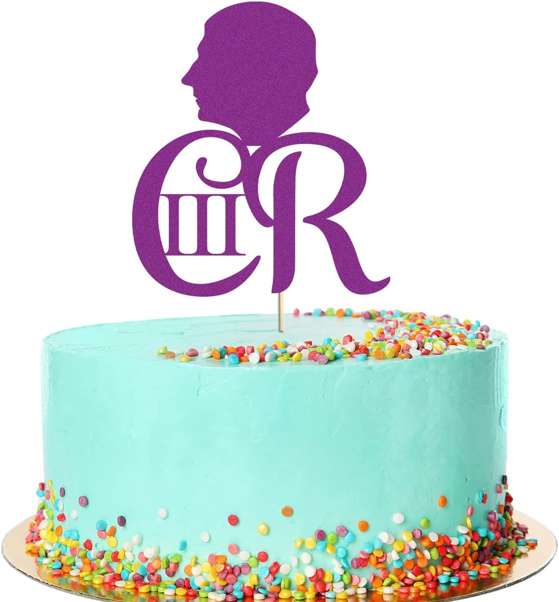 King Charles Coronation Glitter Cake Topper Royal British Crown Party Decoration