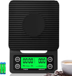 Coffee Scale with Timer - 0.1g Accurate, 3kg Drip Espresso Scale for Pour Over Coffee, Portable Digital Kitchen Food Scale with, LCD Displa, Non-Slip Mat (Including Batteries) - Black