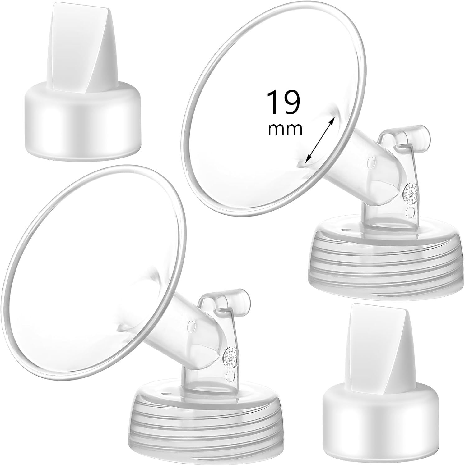19mm Flange and Duckbill Valve Compatible with Spectra S1 S2 9 Plus Breastpump Replacement to Spectra Pump Parts, Not Original, Replace Accessories.