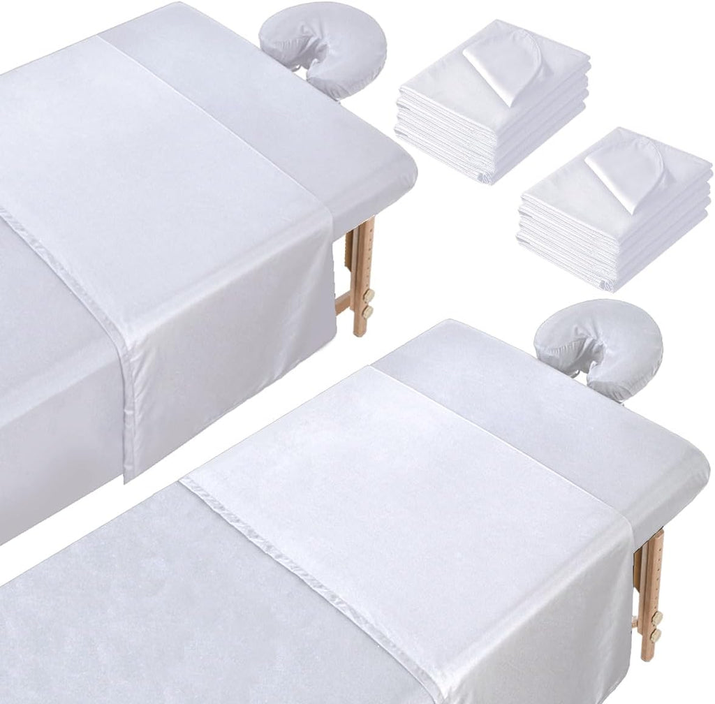 2 Sets Microfiber Massage Table Sheets, 3 Piece Reusable Massage Bed Cover Per Set, Lash Bed Cover Soft, Light-Weight, Stain & Wrinkle Resistant for Spa Beauty Tattoos